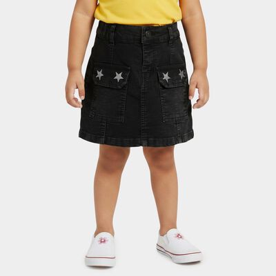 Girls Black Regular Fit Solid Skirt