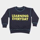 Boys' Navy Blue Round Neck Pullover Sweatshirt, नेवी ब्लू, small