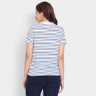 Ladies'  Stripes Round Neck T-Shirt, White, small image number null