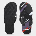 Men's Black Printed Flip-Flop Slippers, Black, small