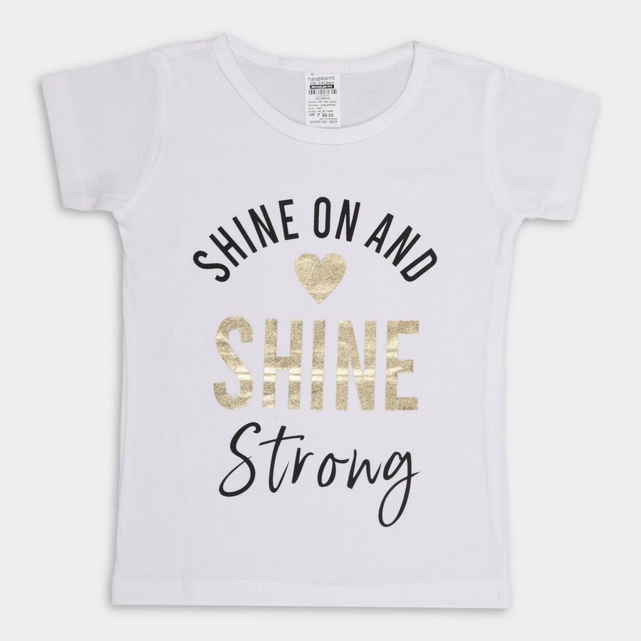 Girls' 100% Cotton T-Shirt , सफ़ेद, large image number null