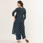 Women's Blue Floral Printed Ethnic Set, टील ब्लू, small