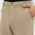 Men's Muted Beige Slim Fit Cross Pocket Casual Trousers&nbsp;, गहरा पीला, small image number null