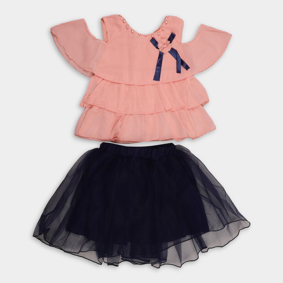 Girls' Top Skirt , Peach, large image number null