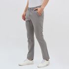 Men's 100% Cotton Slim Fit Casual Trousers, Light Grey, small