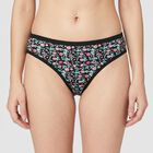 Women's Black Regular Fit Floral Printed Panty, Black, small