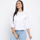 Printed Short Sleeve Top, White, small image number null