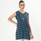 Women's Deep Peacock Blue Printed Ethnic Set, गहरा नीला, small image number null