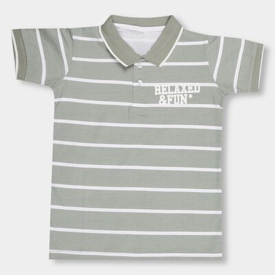 Boys' 100% Cotton Collar Half Sleeves T-Shirt 