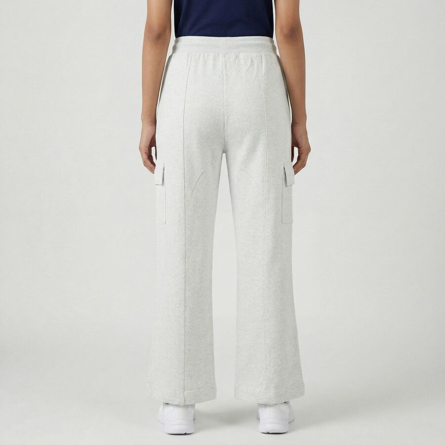 Women's Grey Regular Fit Track Pants, Ecru Melange, large