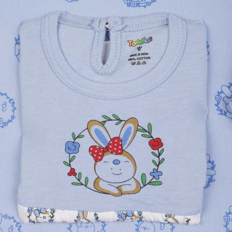 Infants Printed Cotton Baby Gift Set, Light Blue, large image number null