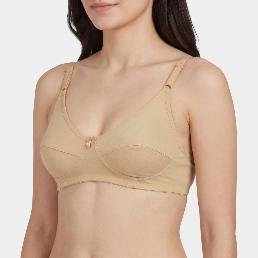 Women's Beige Cotton Non-Padded Wire-Free Everyday Bra, Beige, large