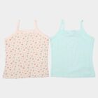 Girls' Mint Green Cotton Sleeveless Straight Neck Vest, हल्का हरा, small