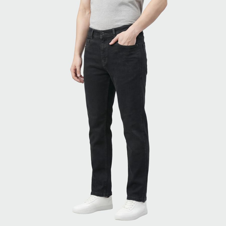 Men's Grey Slim Fit Washed Jeans, गहरा ग्रे, large