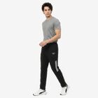 Men's Black Jogger Fit Side-Striped Track Pants, Black, small