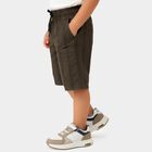 Boys' Olive Green Striped Cotton Jamaican Shorts, Olive, small