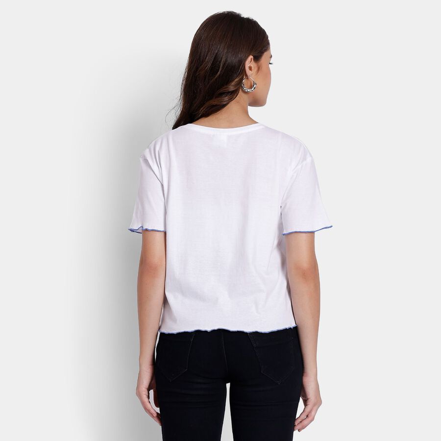 Ladies' 100% Cotton Crop  Top, White, large image number null