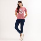 Women's Bright Purple Round Neck Casual T-Shirt, Purple, small