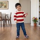 Boys' Red Crew Neck Pullover Sweatshirt, लाल, small