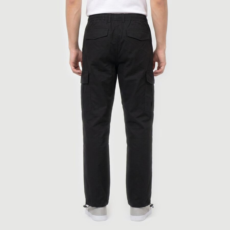 Men's Black Slim Fit Cargo Trousers, काला, large