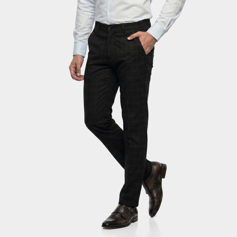 Men's Navy Blue Slim Fit Casual Trousers, नेवी ब्लू, large