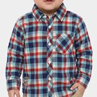 Boys' Navy Blue Cotton Long Sleeve Collar Shirt, Navy Blue, small