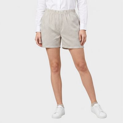 Women's Beige Regular Fit Checked Shorts