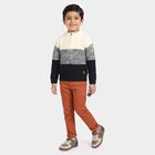 Boys' Navy Blue Zip Neck Half Zip Pullover, नेवी ब्लू, small