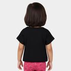 Girls Black Cotton Round Neck Casual T-Shirt, काला, small