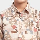 Boys Brown Cotton Long Sleeve Collared Casual Shirt, Brown, small