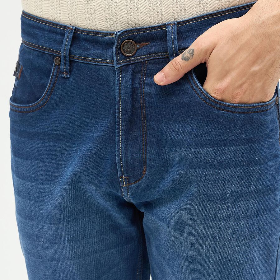 Men's Slim Fit Jeans, मध्यम नीला, large image number null