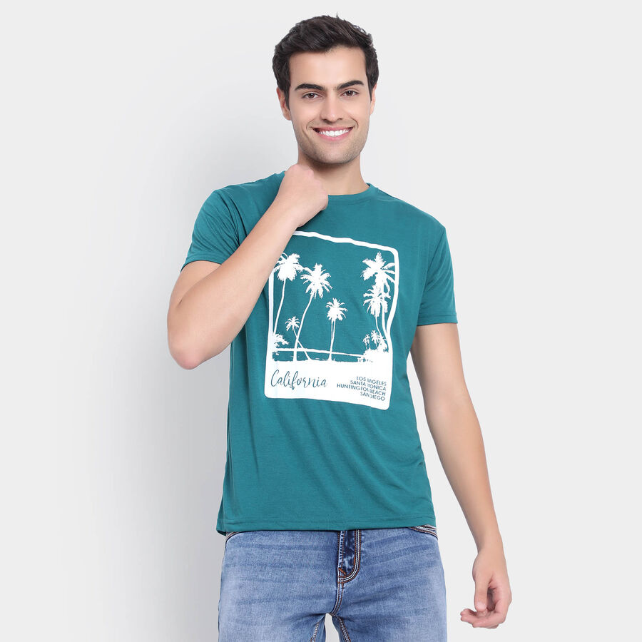 Round Neck T-Shirt, Teal Blue, large image number null