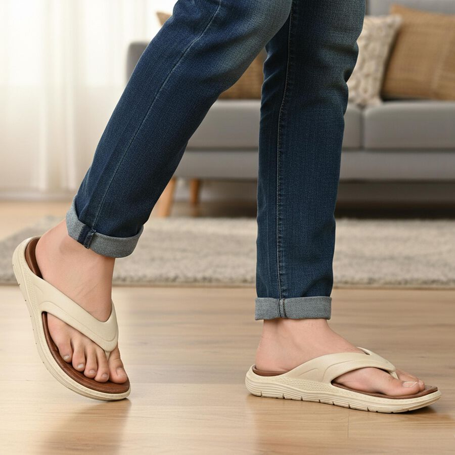 Men's Slipper, भूरा, large