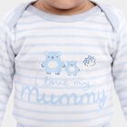 Infants' Light Blue 100% Cotton Round Neck Striped Baba Suit, Light Blue, small