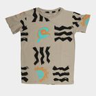 Boys Charcoal Cotton Round Neck Casual T-Shirt, चारकोल, small