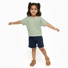Girls Light Sage Green Round Neck Casual T-Shirt, Light Green, small image number null
