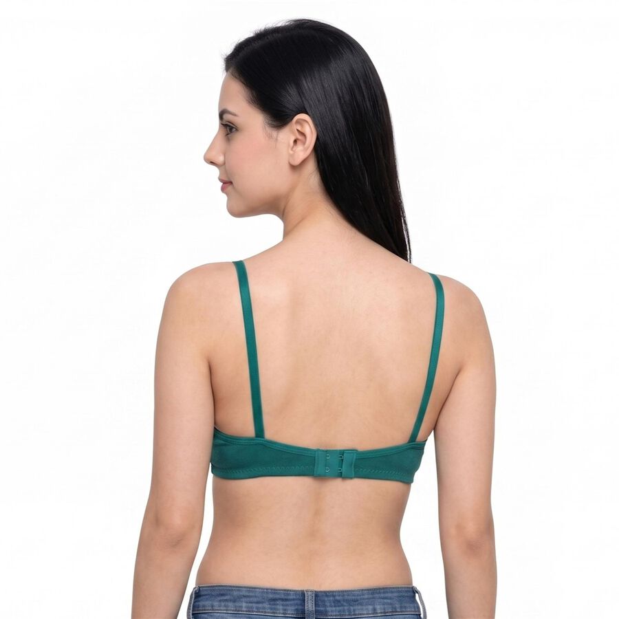 Women's Green 100% Cotton Regular Bralette Bra, गहरा हरा, large