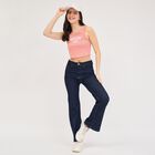 Women's Muted Pink Round Neck Crop Top, Pink, small image number null