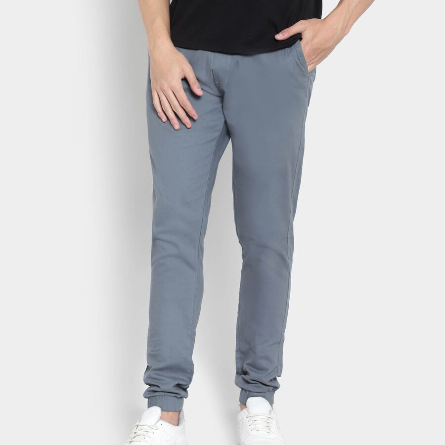 Solid Jogger Casual Trousers, मध्यम नीला, large image number null