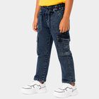 Boys Blue Relaxed Fit Cargo Jeans, मध्यम नीला, small