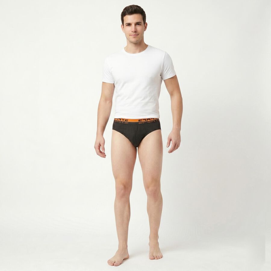 Men's Grey Regular Fit Solid Briefs, गहरा ग्रे, large