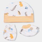 Infants' Cotton Gift Set (Cap, Mittens, Booties), Peach, small