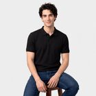 Men's Black Polo Neck Polo T-Shirt, काला, small