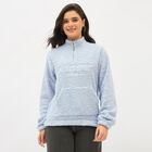 Women's Light Powder Blue High Neck Casual Sweatshirt, हल्का नीला, small image number null