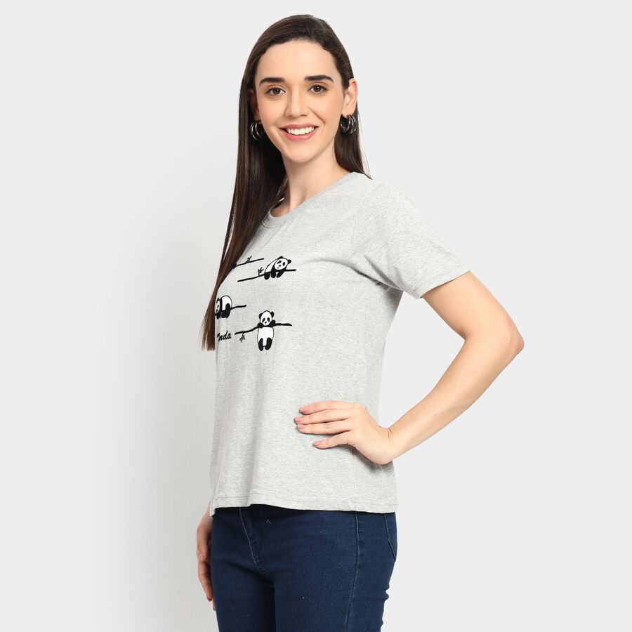 Ladies' Round Neck T-Shirt, Melange Light Grey, large image number null