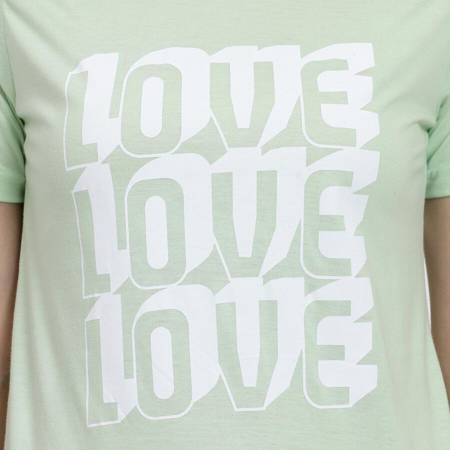 Ladies' Round Neck T-Shirt, निऑन ग्रीन, large