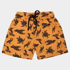 Boys' Orange Regular Fit Printed Bermuda Shorts, नारंगी, small