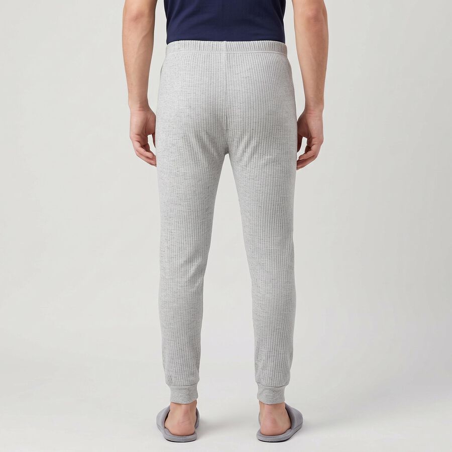 Men's Grey Ribbed Long Johns Thermal, मिश्रित हल्का ग्रे, large