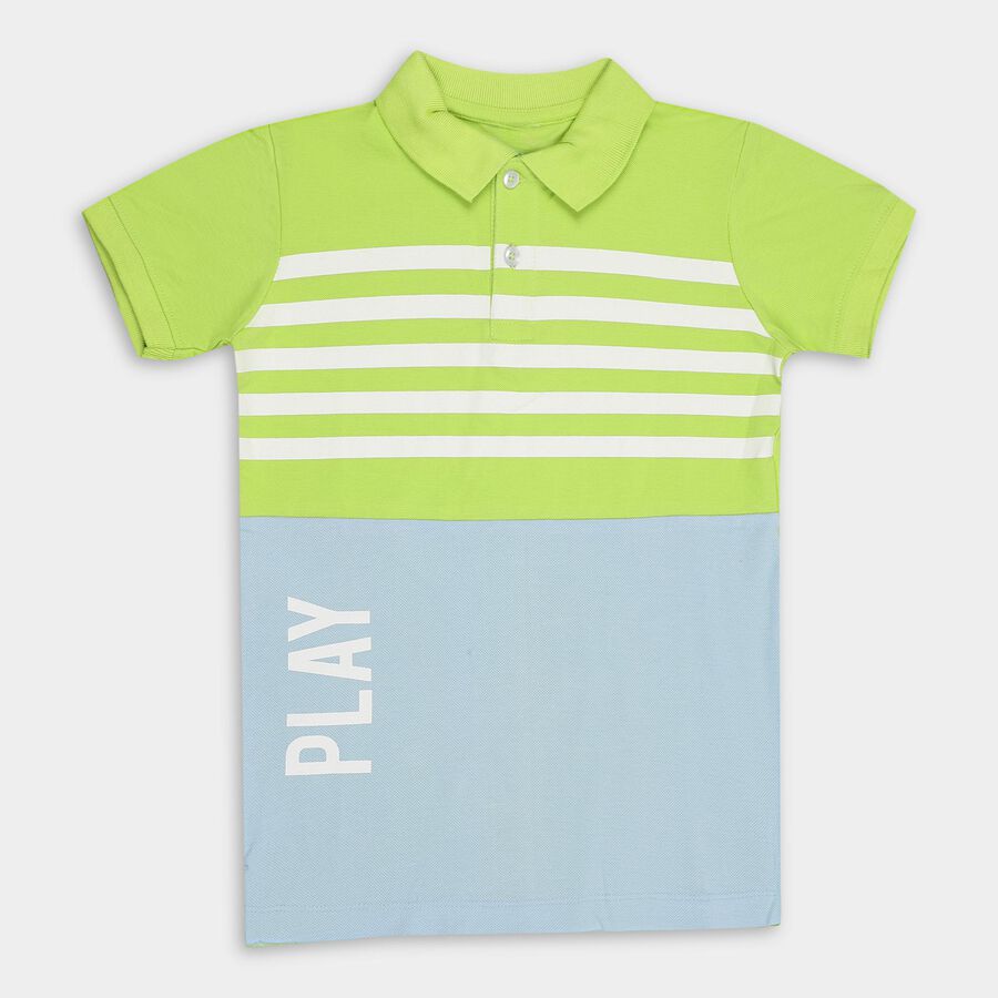 Boys' 100% Cotton Half Sleeves T-Shirt , हल्का हरा, large image number null