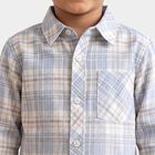 Boys Light Blue Cotton Checked Shirt, Light Blue, small